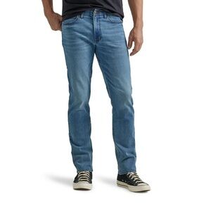 Lee Blue Straight Jeans Classic Fit elastic waist stretchy